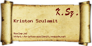 Kriston Szulamit névjegykártya